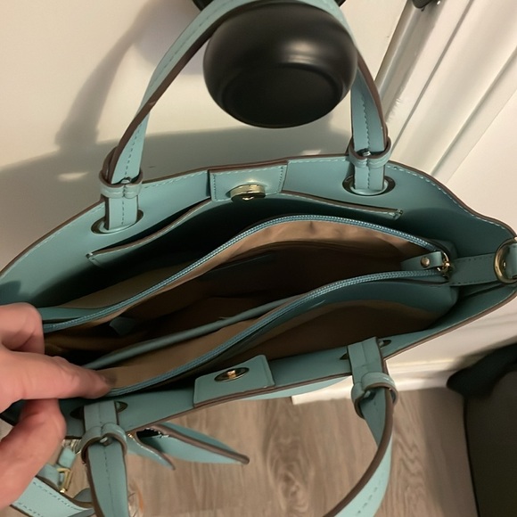 Nanette Lepore Satchel Handbag Sky Blue with Scarf and Cardholder - Picture 5 of 6